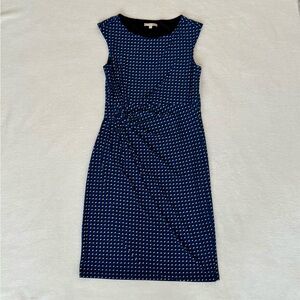 Blue Patterned Faux Wrap Sleeveless Dress Size 10